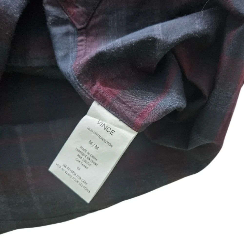 Vince Men's Red and Blue Plaid Button-Down Shirt - Picture 8 of 8